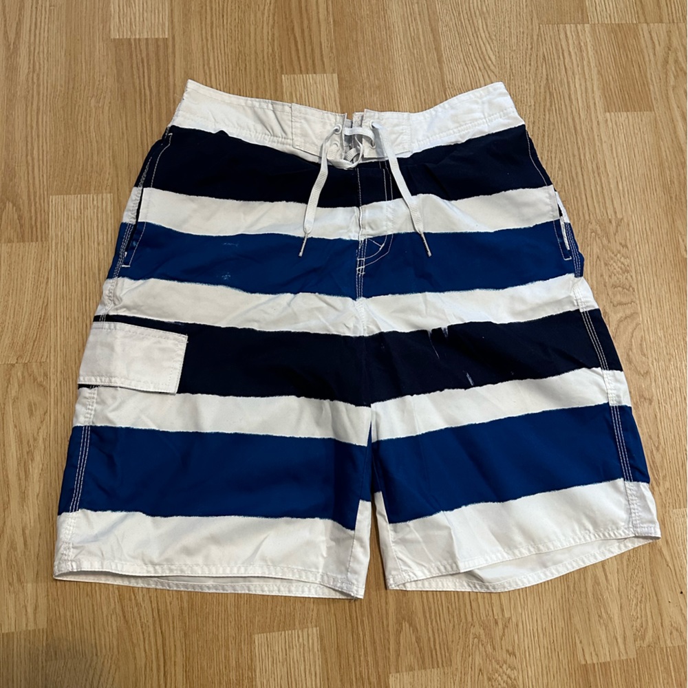 Joe Boxer swim trunks bathing suit shorts blue white
